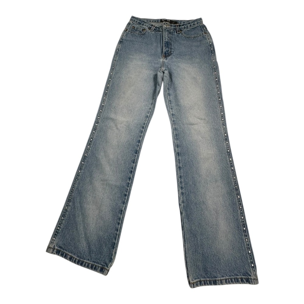 Style Co Petite Jeans Embellished Flare Light‎ Wash Denim Size 6P